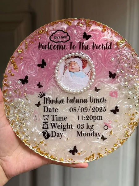Baby Details with Crystal stone Resin Art
